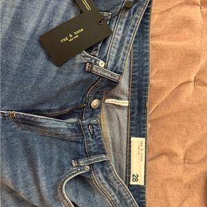 rag & bone Blue Jeans with Classic Light Blue Denim and Contrasting Stitching
